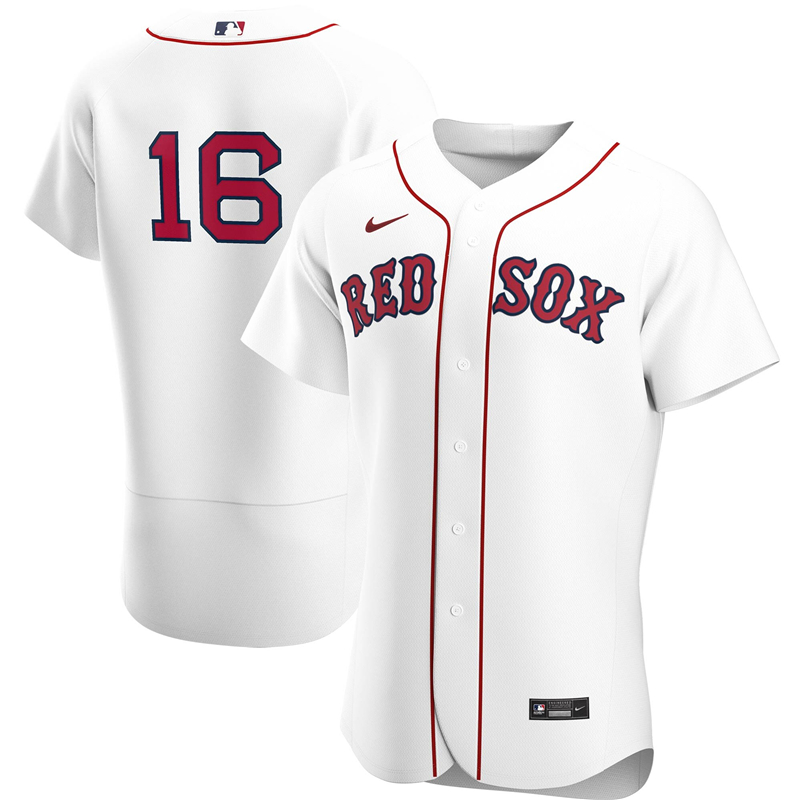 2020 MLB Men Boston Red Sox 16 Andrew Benintendi Nike White Home 2020 Authentic Player Jersey 1